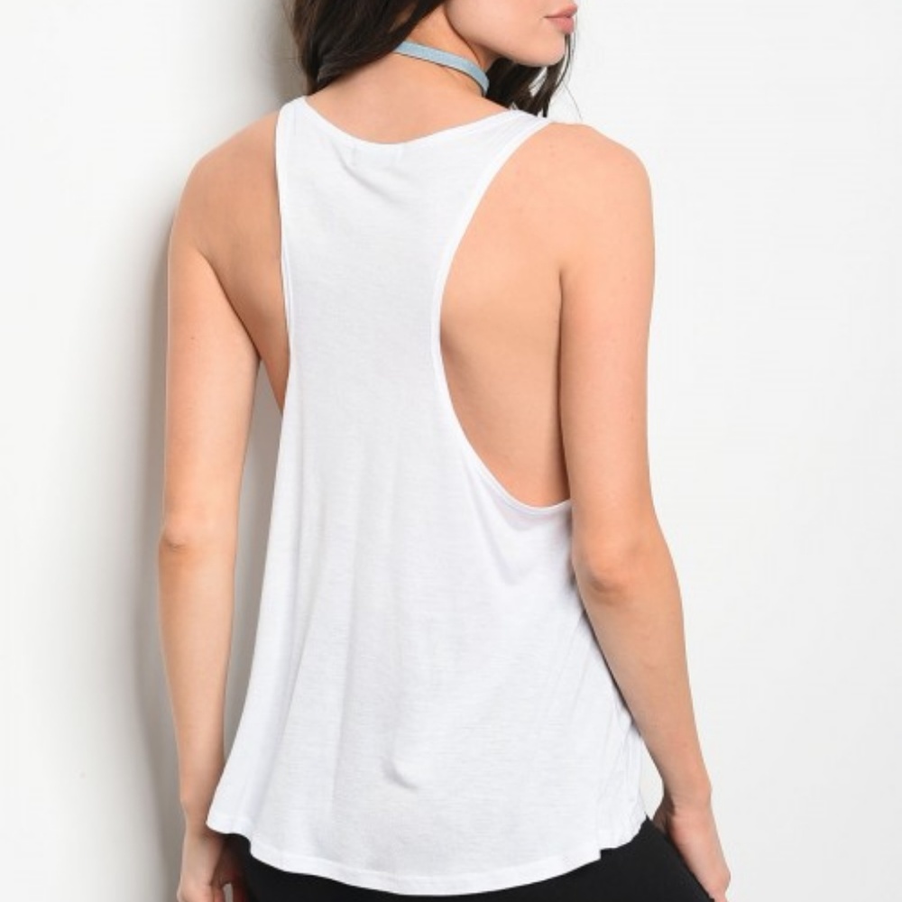 Festive American Flag Relaxed Racer Back Tank Top - Picture 2 of 5